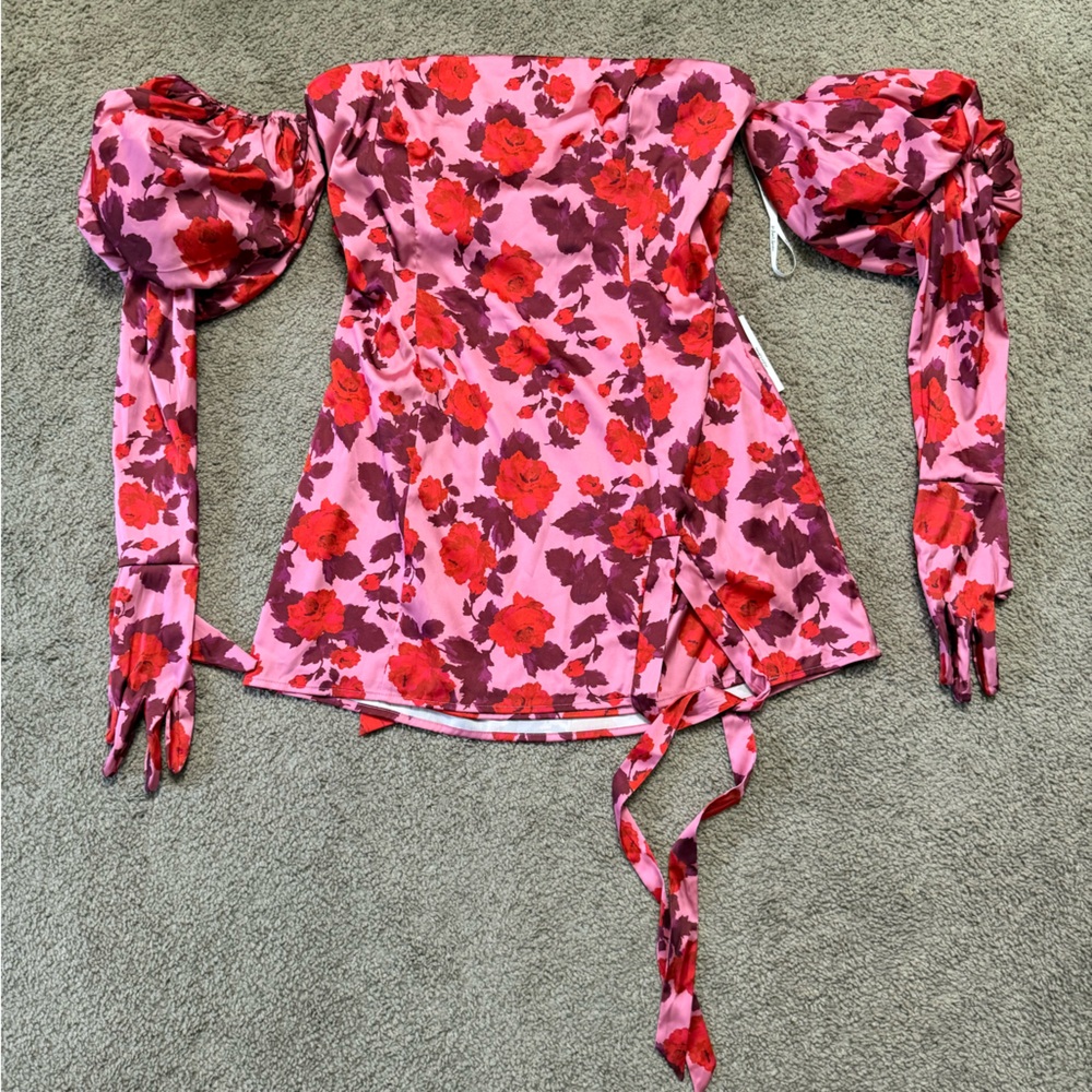 For Love And Lemons Red and Pink Bodycon Mini Dress